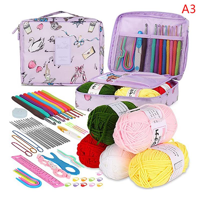 Novice Crochet Kits Portable Hand Diy Knitting Tools Crochet Hooks Kits With Storage Bag Yarn Weave Knitting Needles Set Weaving