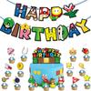 Super Party Mario Happy Birthday Banner Bunting Balloons Party Decorations Decor
