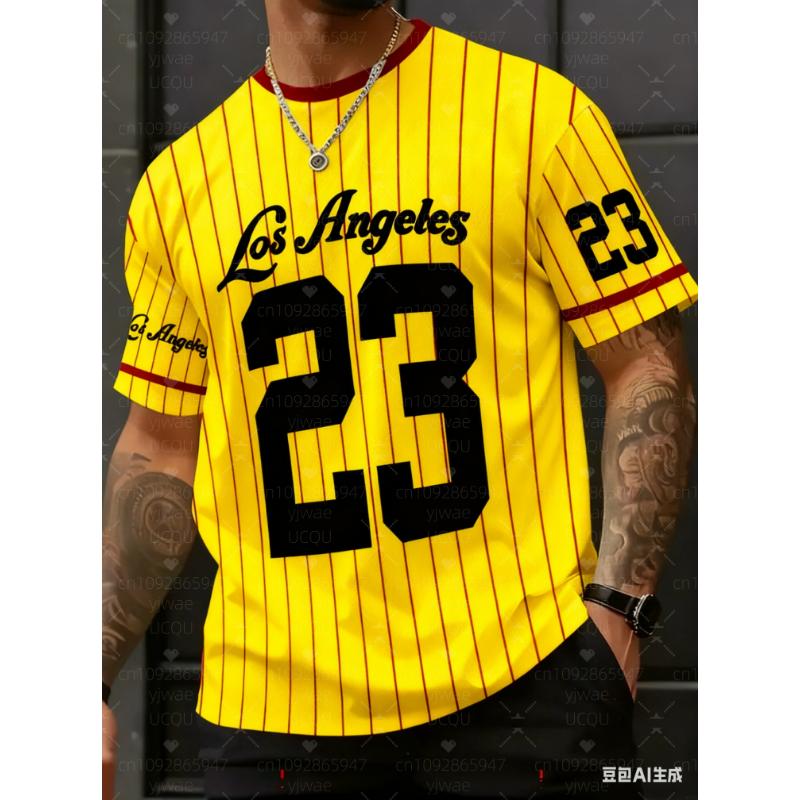 Pasek 23 Los Angeles Nadruk Dekolt V Krótki Rękaw Koszulka Letnia Koszulka Graficzna Koszulki Baseballowe Plus Size Damska Męska Koszulka Sportowa