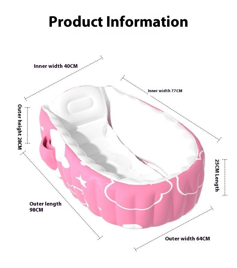 Foldable PVC Baby Bath Tub for 0-8 Years Old Kids Portable Indoor Outdoor Bathtub with Seat for Newborn to Toddler