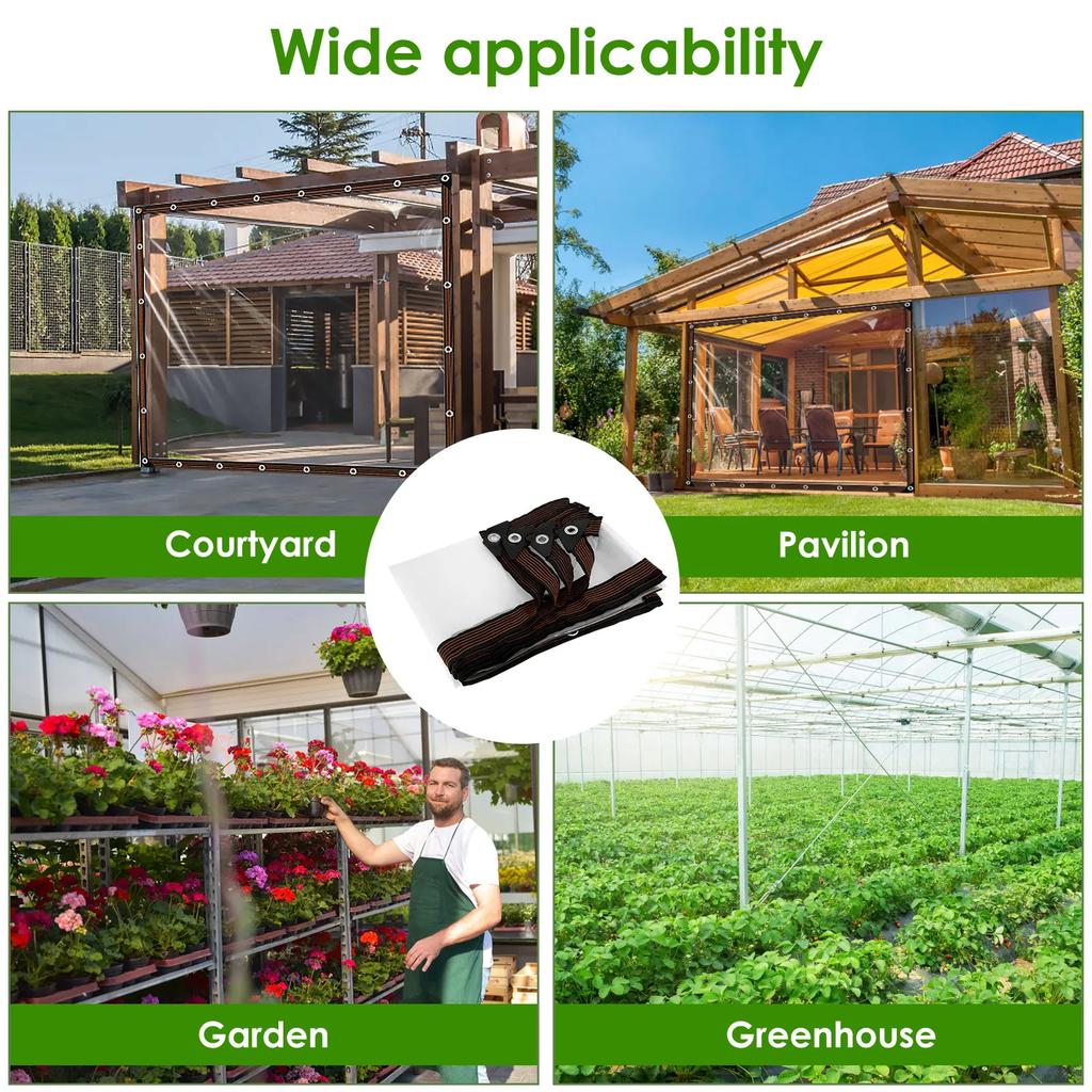 Lona Transparente Grossa Impermeável para Exterior Lona de Polietileno para Cobertura de Jardim Pátio Galinheiro Toldo de Varanda Planta Acampamento