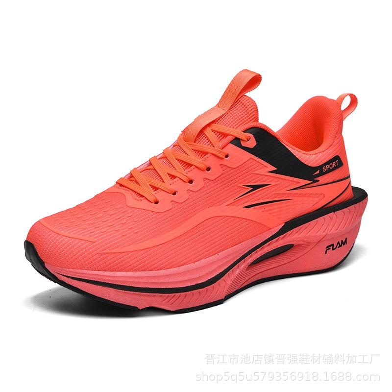 Popular mesh men's shoes non-slip carbon plate marathon running shoes, light and breathable to increase height, couple sports and leisure trendy shoes