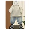 Jungen Sommerkleidungsset Briefdruck Kurzarm-T-Shirt Jeans-Shorts Anzug Kinder Freizeit-Outfit