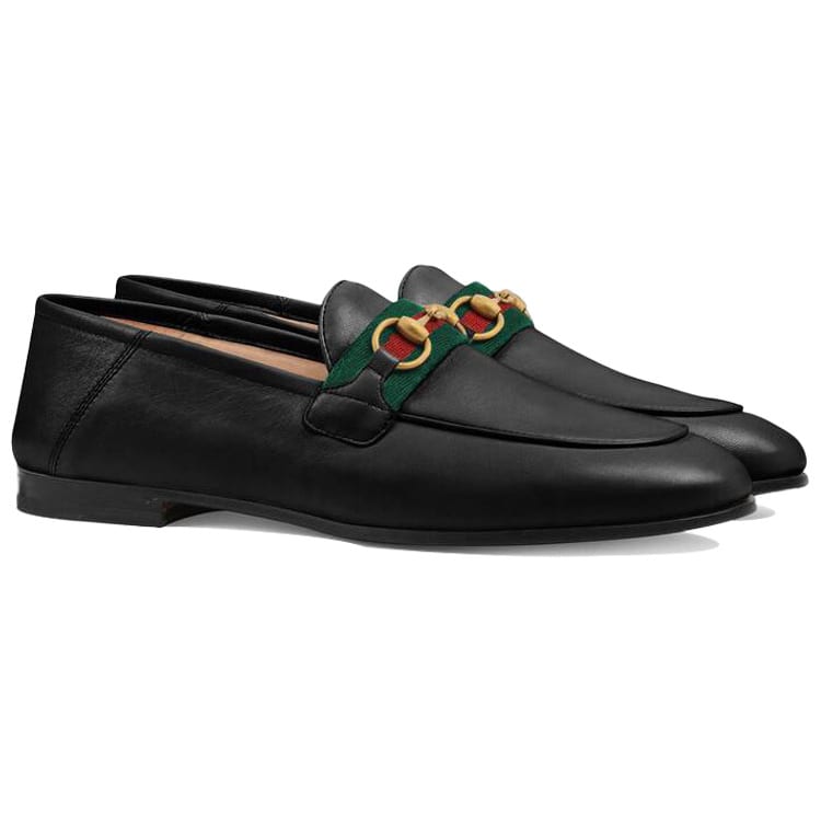 GUCCI Slip On Loafer With Web Black Leather 631619 CQXM0 1060