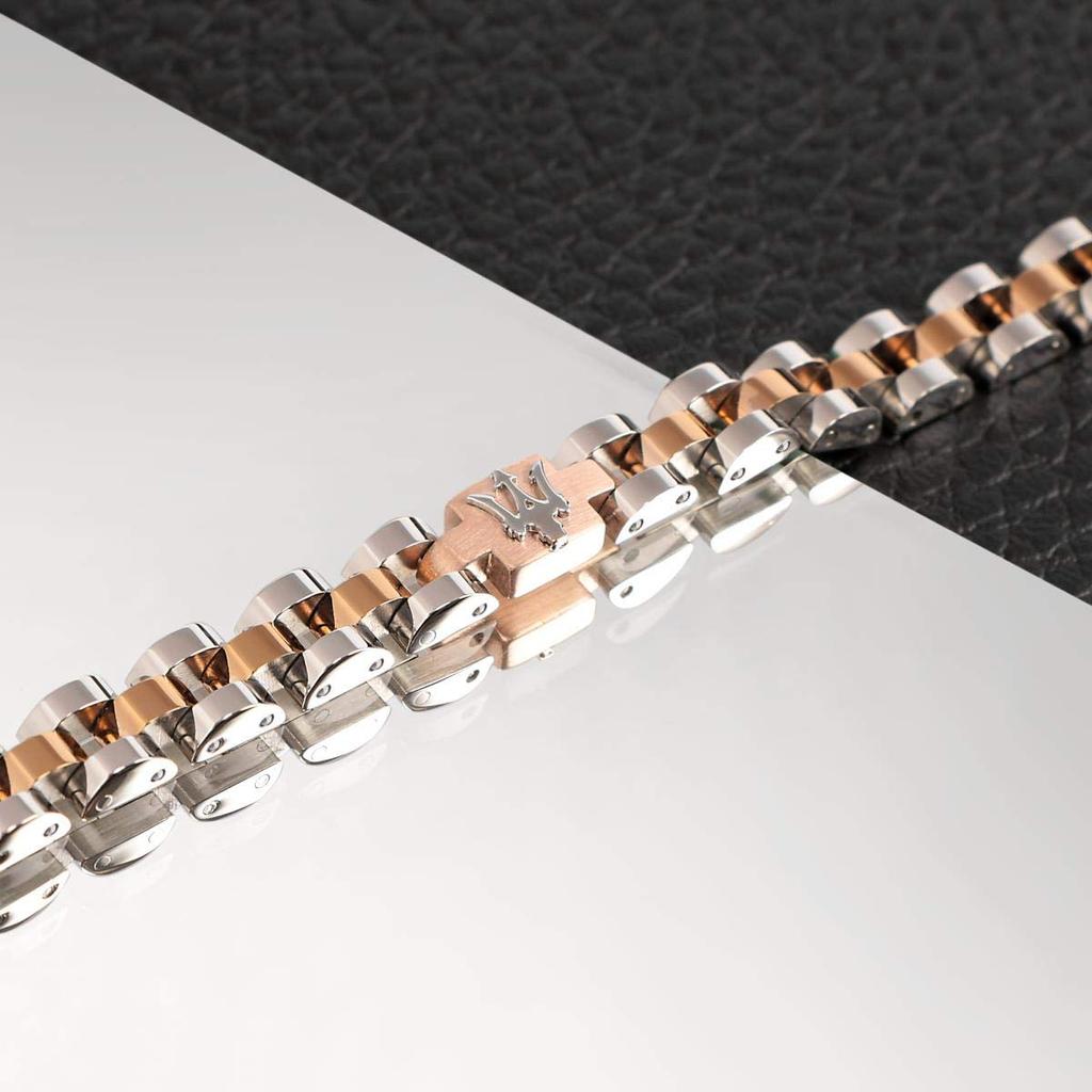 [Maserati] Official Authentic Maserati Jewelry 210mm Stainless Steel Men's Bracelet JM219AQH16 (Adjustable Length)