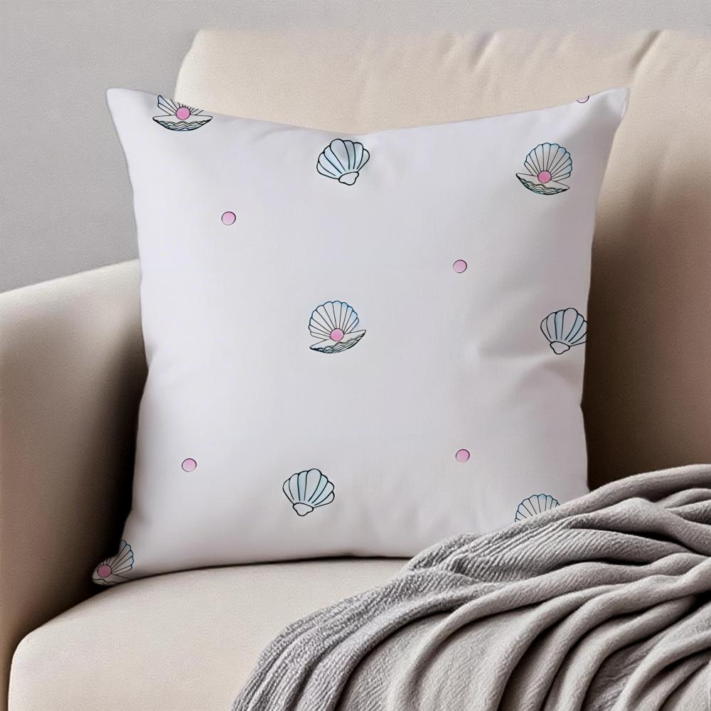 Ornate Elegant Pearl Shell Cushion Cover Pillowcase Antidustmite Invisible Zipper Short Plush Sofa Cushion
