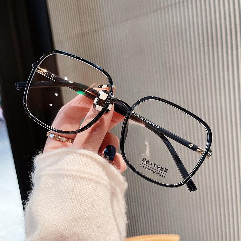 

Korean Fashion Women Glasses Big Size Square Shape Glasses Frame for Male Blue Lightweight Blocking Decorative Eyeglasses