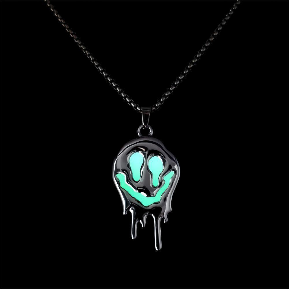 Punk Halloween Skull Necklace Zinc Zinc Alloy Hip Hop Neck Chains Simple Luminous Pendant Necklace  Halloween