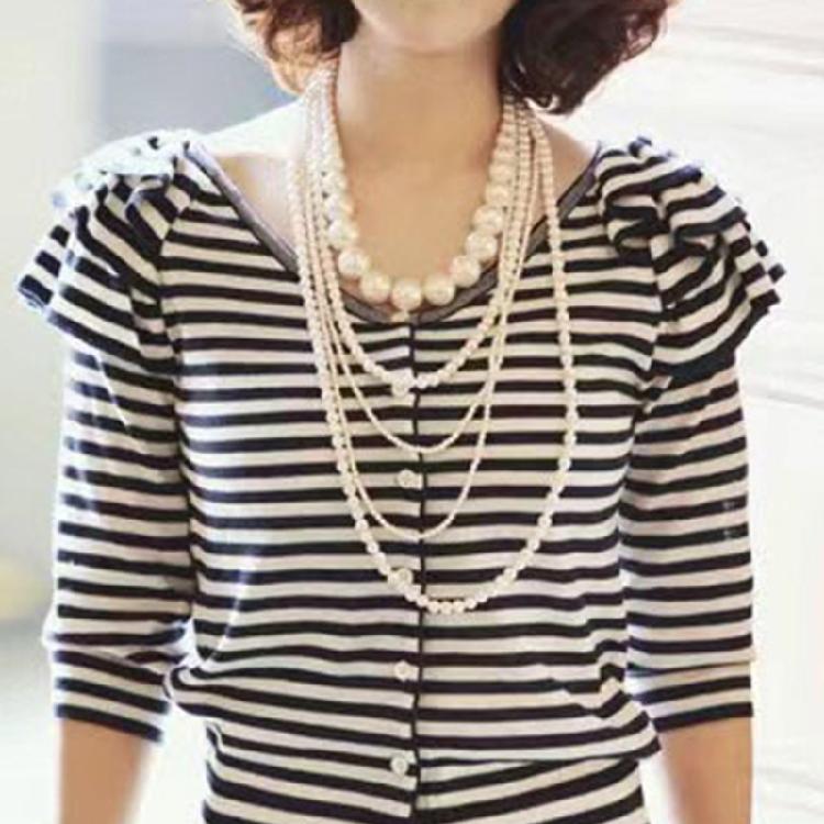 Faux Pearls Necklace and Earrings Set Fashionable Women's Faux Pearls Statement Necklace and Earrings Jewelry Set