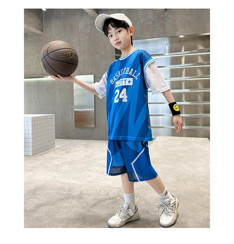 Boys' 2026 new basketball suit set, summer Western style summer outfit, primary and secondary school training suit, performance suit, sports suit
