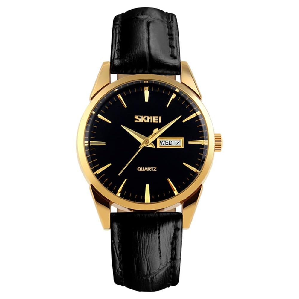 Fashionable Women s Analog Quartz Watch Black Leather Strap Simple Waterproof Casual Business Classic