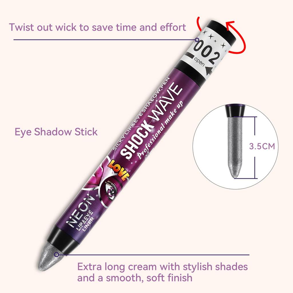 Boobeen 2 In 1 Eyeshadow Lip Color Cream Shimmer Smooth Eyeshadow Bright Eyeshadow Primer Eyeshadow Makeup Stick & Crayon, Pencil, Base, Smudge-proof