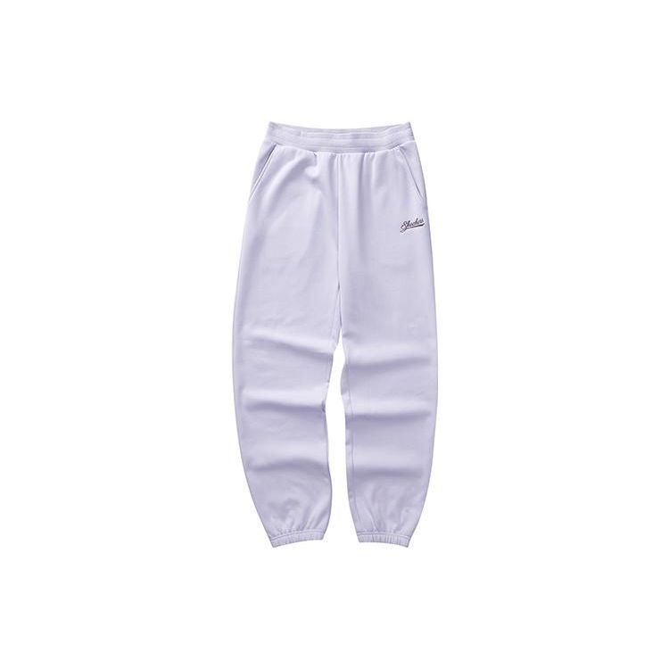 Skechers Elastic Waist Mid-Rise Fitted Warm Knitted Fleece Sports Pants Women pants Stone-Purple L323W105-00FW S