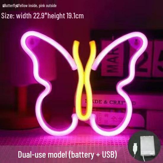 LED Neon Butterfly & Planet Wall Light - Decorative E-sports, Bar, and Photo Prop Night Light