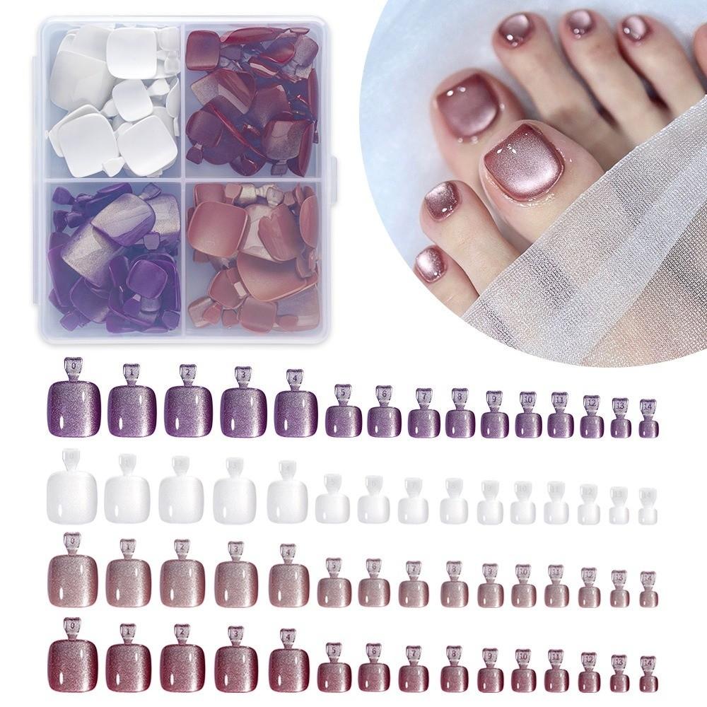 Cat Eye Fake Toe Nail Tips Half Cover Press On Toenails New Toenail For Women Nail Salons DIY