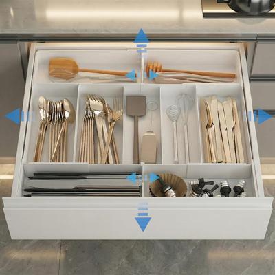 WoRefCra Cutlery Case, 4-Sided Expandable, Adjustable Drawer Dividers, Removable Cutlery Tray, Easy To Clean, 27-50cm Long X 20-50cm Wide X 4.8cm High