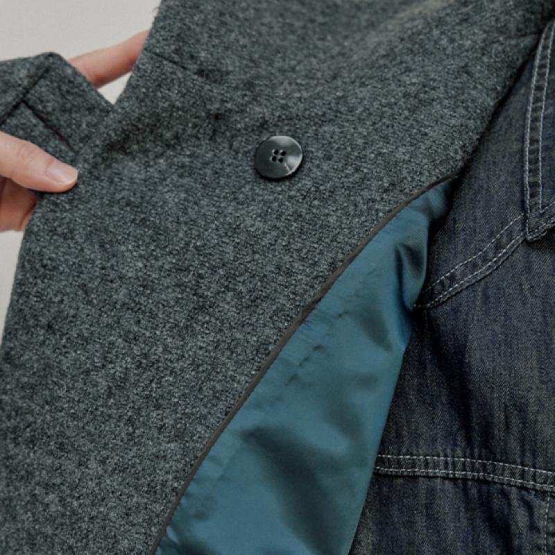 Wool Blend Drop Shoulder Stand Collar Cropped Jacket Cd01qj300on