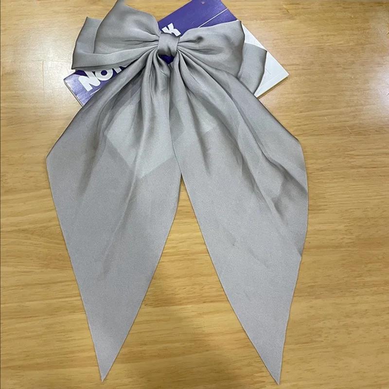Elegant Women Bow Ribbon Hair Clip Fashion Simple Solid Satin Spring Clip Hair Pin Retro Headband Clips Girls Hair Accessories