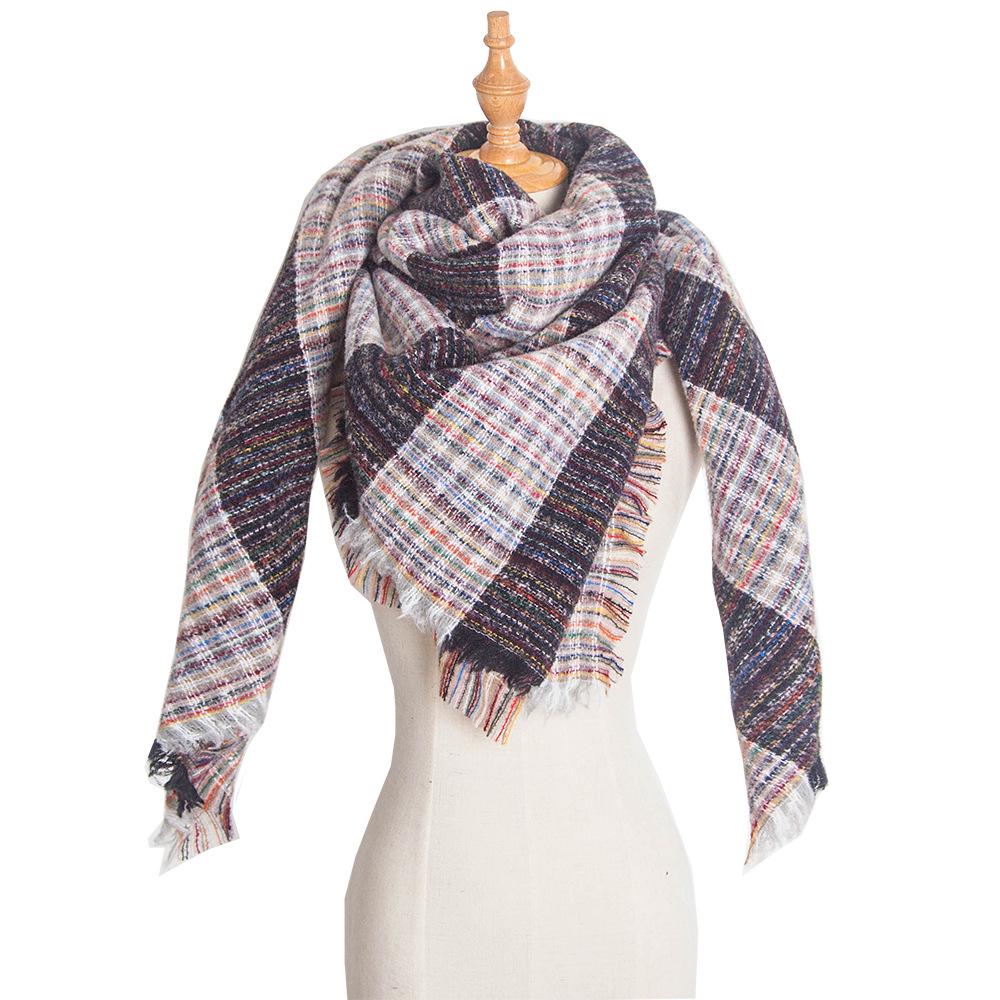 Europäisch-Amerikanisches Bouclé-Garn Plaid Dreieckstuch Schal - Frühling Herbst Winter Halswärmer
