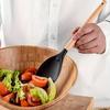 7-Piece Black Silicone Kitchen Utensil Set with Wooden Handles for Non-Stick Cookware