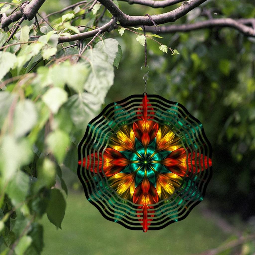 10 Inch Metal Mandala Wind Spinner with 360 Rotating Hook for Garden Balcony Yard Outdoor Decoration Thanksgiving Christmas Gift