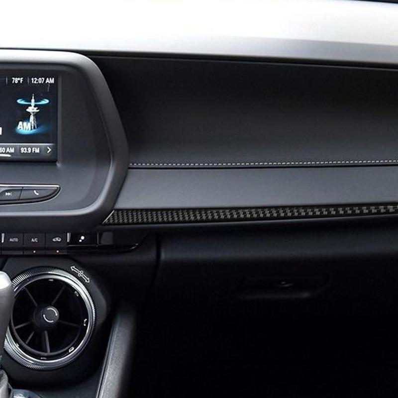 Real Carbon Fiber Car Accessories Passenger Dashboard Decorative Trim Cover Soft Sticker For Chevrolet Camaro 6th Gen 2016-2025