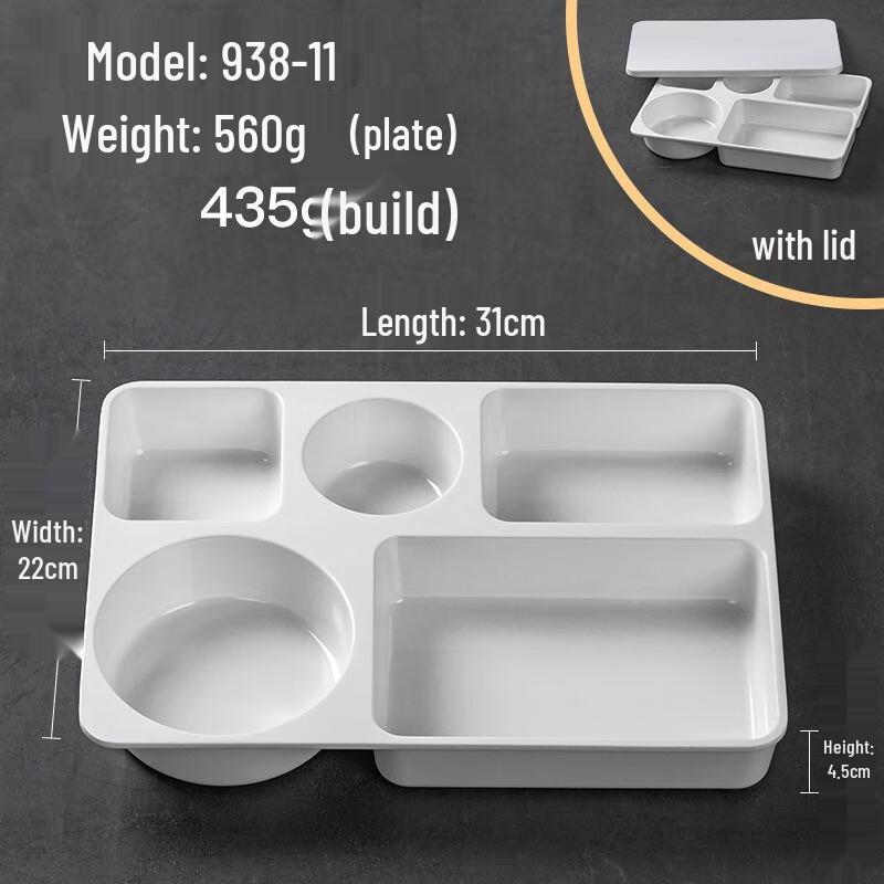 JINMEILI Melamin Teller-Set mit mehreren Fächern und Deckel