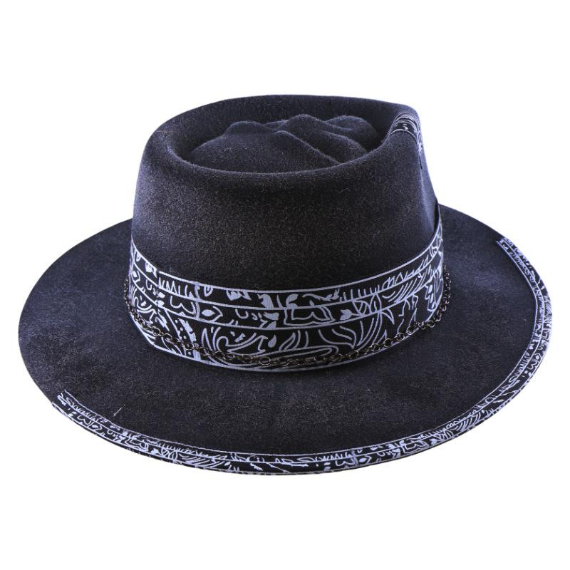 Autumn and Winter Wool Big Brim European and American Style Western Cowboy Hat Tibetan Top Hat Travel Performance Jazz Hat