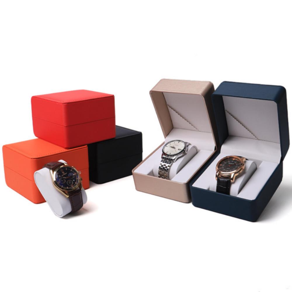 Fashion Watch Box for Women Men Single Wristwatch Gift Box PU Leather Watch Display Holder Case Jewelry Accessories