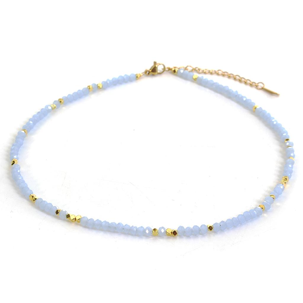 Blue Rice Bead Beaded Necklace Bohemian Style Handmade Female All-match Stacked Clavicle Chain
