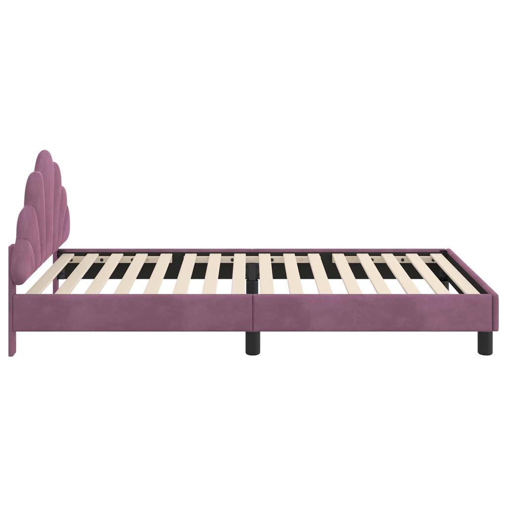 Children S Bed Frame with Headboard Purple 90 X 200 Cm Velvet