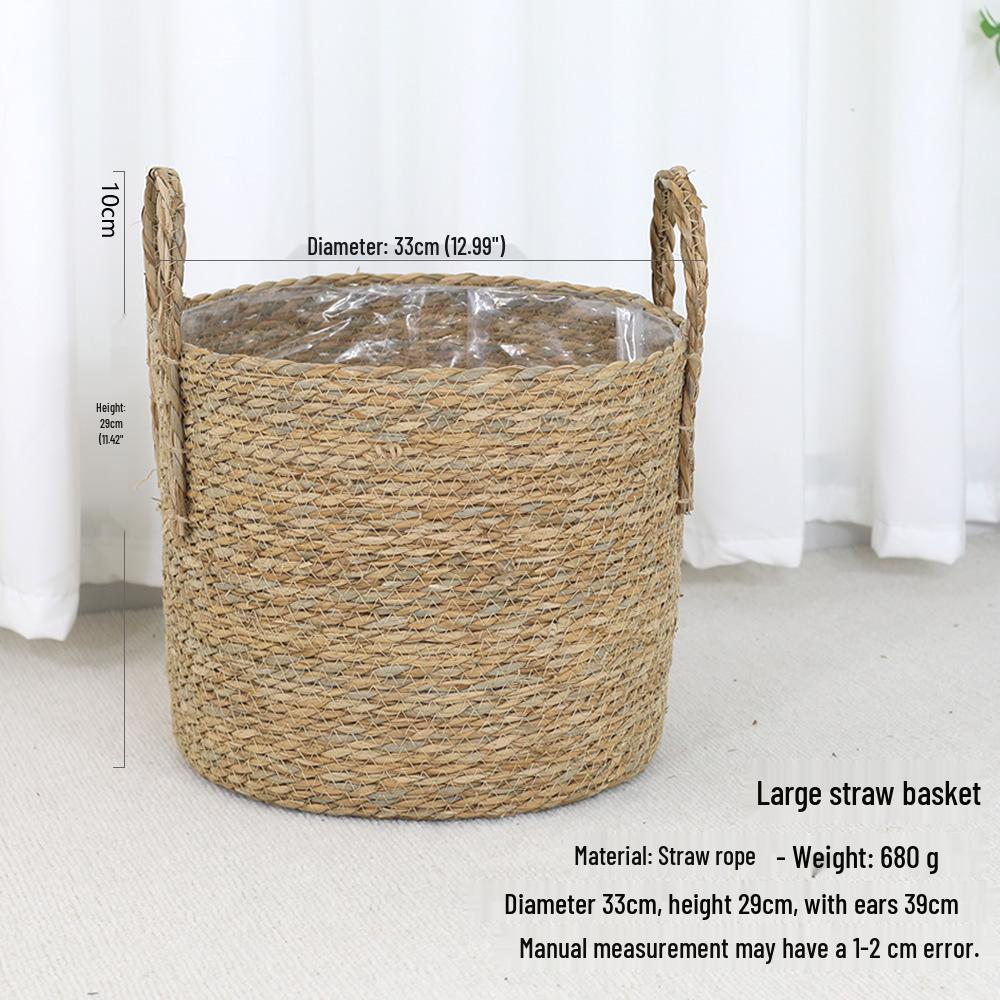 Juran Nordic Rattan Woven Flower Basket: Large Decorative Floor Pot for Fiddle-leaf Fig and Green Plants.