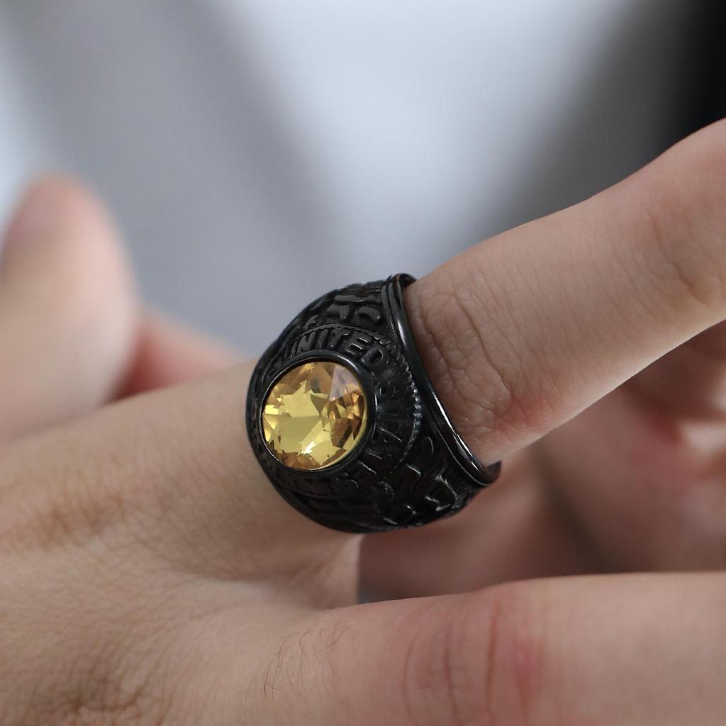 Retro Titanium Army Personalized Finger Ring