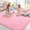 VIKAMA Pink Shaggy Rug Girly Bedside Rug for Girls' Bedrooms Fluffy Crawling Mat for Children Living Room Carpet Home Decor