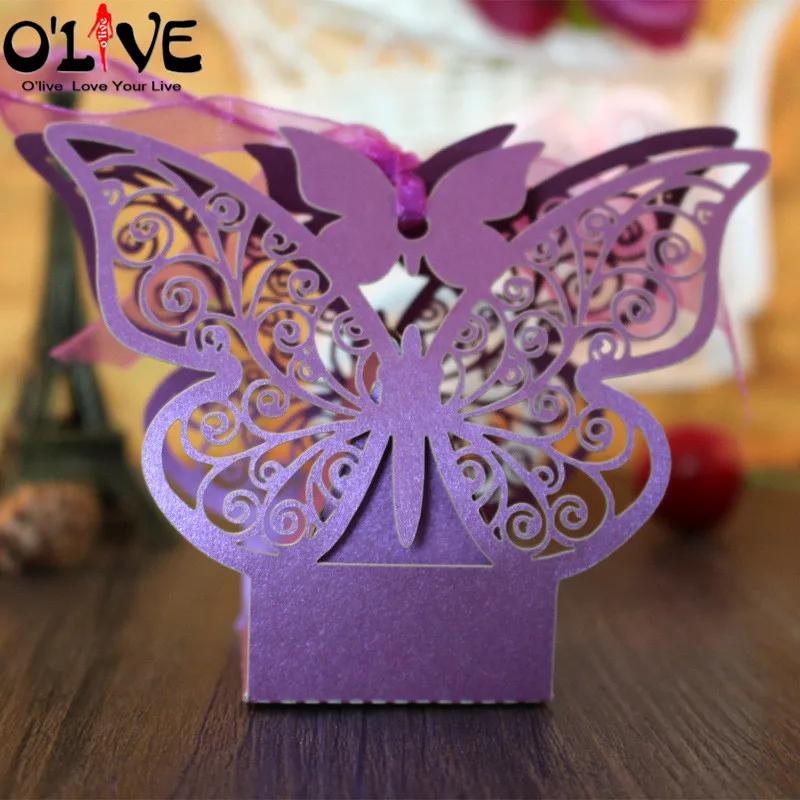 50Pcs Butterfly Favor Gift Candy Box Wedding Gift Chocolate Party Favors Packaging Sugar Boxes Present Box Decoration