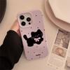 Polka dot bow black cat for Apple 17/16 Pro mobile phone case iPhone15 liquid 13 cute 12 soft 14