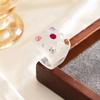 IngeSight.Z Trend Colorful Resin Inlay Rhinestone Geometric Square Ring for Women Sweet Chunky Geometric Ring Jewelry Accessory