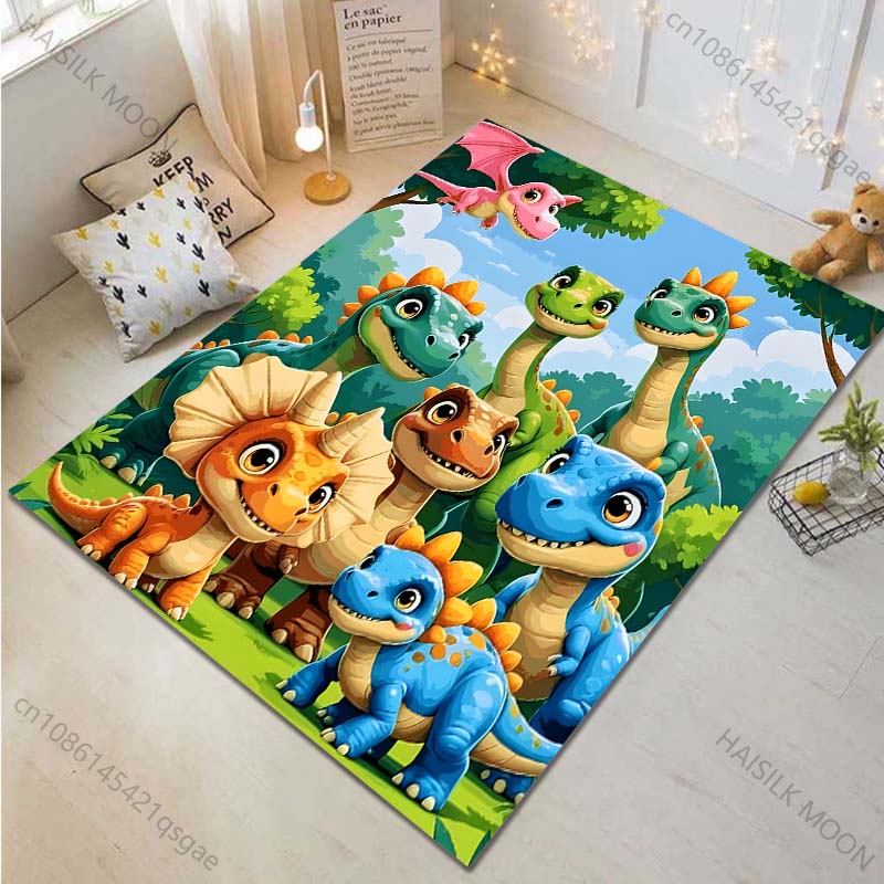 Multiple sizes Cartoon dinosaurs group photo Carpet for Living Room Bedroom Sofa Home Decor Rus Non-slip Floor Mat Luxury Gift