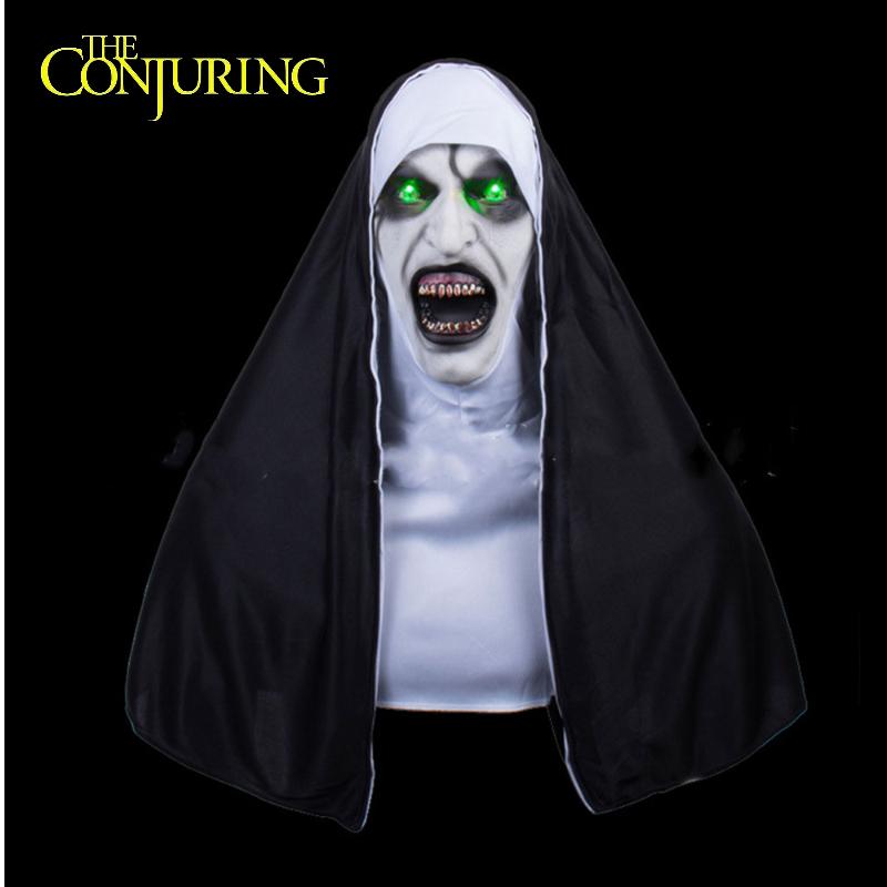 Conjuring 2 The Nun Latex Mask Glowing Halloween Terrifying Cosplay Prop Costume