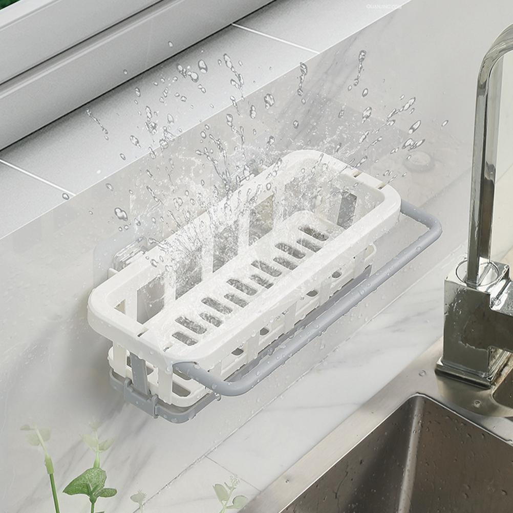 Shelf Kitchen Sponges Rag No Punching Holder Stand Abs Sink Organizer Rack Retractable