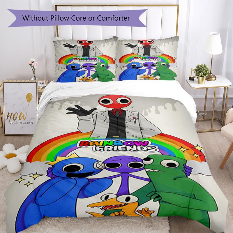 3-teiliges Regenbogenfreunde1 Muster Bettwäsche-Set Bettbezug-Set enthält Bettbezug & Kissenbezüge, perfekte Ganzjahres-Schlafzimmerdekoration & Geschenk
