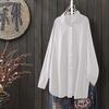 2026 Women's Loose Casual Irregular Button-Down Long Sleeve Shirt for Autumn and Winter