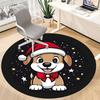1PC Christmas Pup Office Round Area Rug, Indoor Mat Suitable ForOffice, Under Office Chairs Bedroom Living Room Home Decor, Room Deco f105