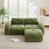 Modular sofa, 2-seater sofa with ottoman, high-density 32D foam, suitable for living room, pet-friendly chenille fabric, non-slip design, green