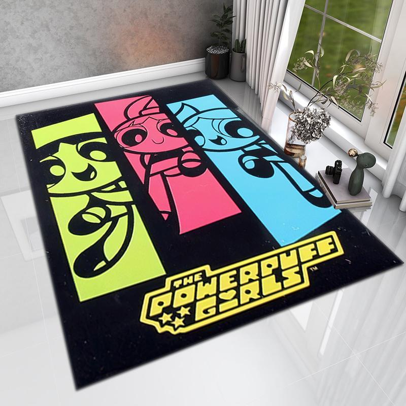1Pc The Powerpuff Girls Printed rectangle carpet, home door mat, outdoor travel protection carpet A8