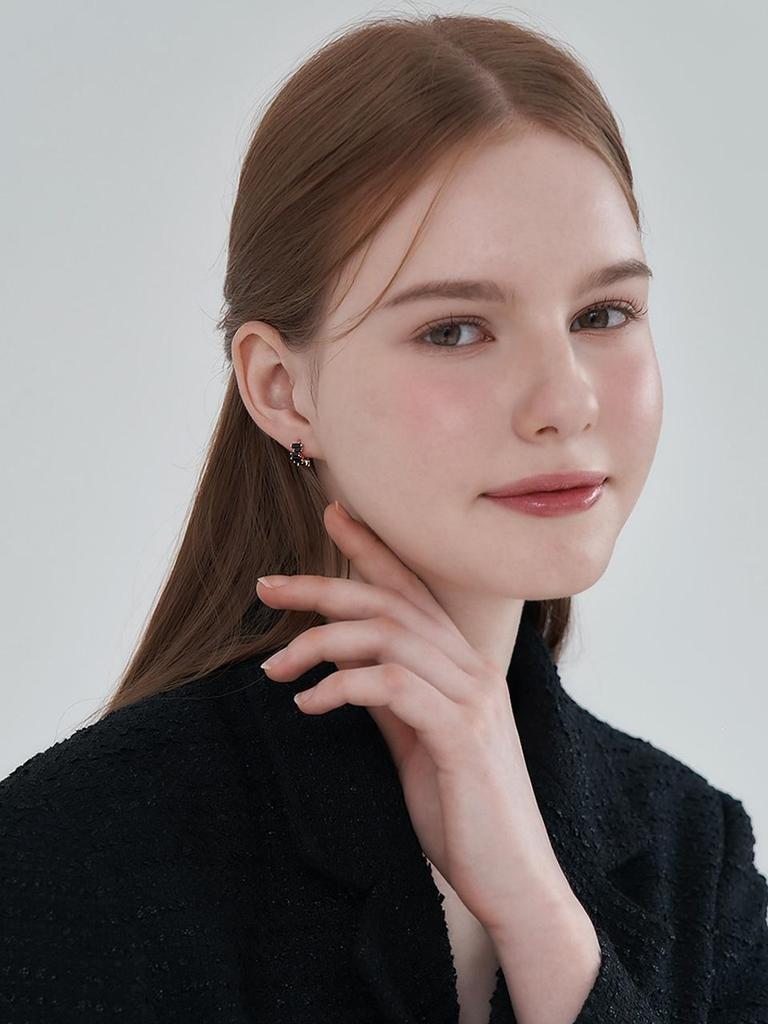 [ELLE Jewelry] 14K GF Black Unique One-Touch Ring Earrings ELGPEE544