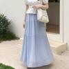 Navava Women S Cool Lovely paStel Shirring Pleated Long Skirt nS501