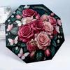 Roses And Berries Design 8-Frame for Travel, Camping, Casual Lightweight Portable Umbrella, Essential for Every Family Holidays Birthday Gift