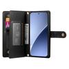 DF-011 For Xiaomi 15 Pro Case Zipper Pocket Wallet Leather Phone Cover with Straps
