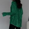 2026 Sexy Sequin Sparkle Lapel Single-Breasted Long Sleeve Women's Shirt